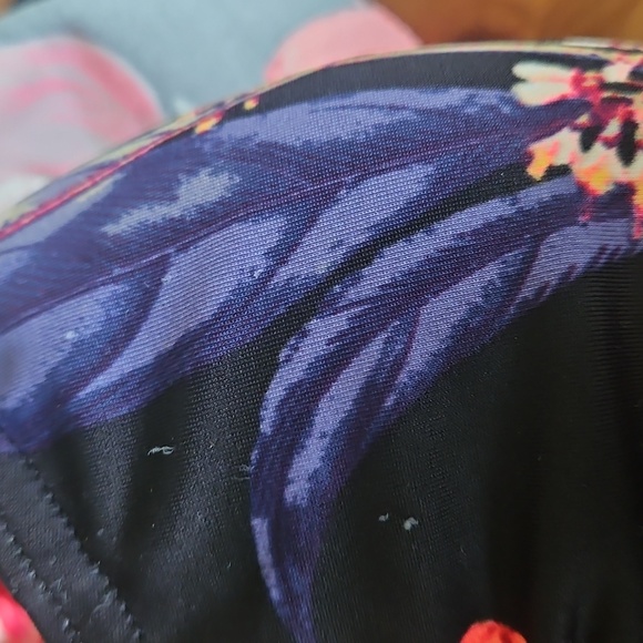 Billabong Floral Bikini Set Size 12 Black And Pink Ruffle Top - Picture 10 of 10